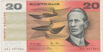Australia 20 Dollars dolari ND (1984-1989) VF foto