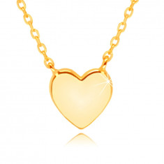 Colier din aur 9K - inimă plată, zale ovale verticale