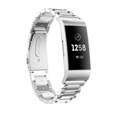 Curea metalica Edman 3Z pentru Fitbit Charge 3 / 4, Argintiu