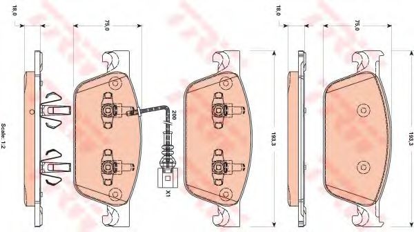Set placute frana,frana disc VW TRANSPORTER V bus (7HB, 7HJ, 7EB, 7EJ, 7EF, 7EG, 7HF, 7EC) (2003 - 2016) TRW GDB1887