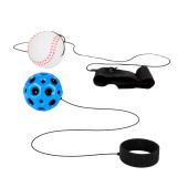 Cumpara ieftin Set 2 mingi saltarete cu bratara pentru incheietura , Space Moon Ball albastra si model baseball alb-rosu, 66 mm, pentru coordonare si joaca activa
