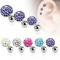 Piercing pentru ureche din otel, bila cu zirconiu colorat, 3 mm