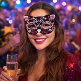 Mască de deghizare pisică din catifea cu glitter, pentru femei, CMCLASS