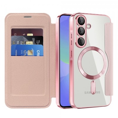 Husa MagSafe pentru Samsung Galaxy A36 A366, Techsuit, SmartMag Book, Roz foto
