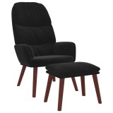 Cumpara ieftin Scaun de relaxare cu taburet, negru, catifea