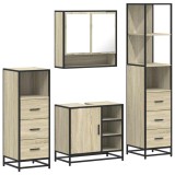 Cumpara ieftin Set de mobilier de baie din 4 piese din lemn de stejar Sonoma
