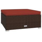 Cumpara ieftin Taburet de gradina cu perna, maro, 70x70x30 cm, poliratan