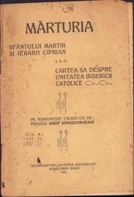 C5580N Mărturia Sf&amp;acirc;ntului Martir și Ierarh Ciprian (...) , 1931 foto