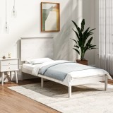 VidaXL Cadru de pat fără saltea, alb, 90x200 cm, lemn masiv pin