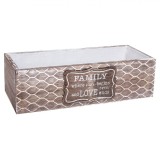 Ladă Decorativă, Model Family, Lemn, Imprimare Mesaj, Maro, 28x10x8cm