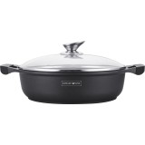 Cratiță marmorată cu capac 36 cm, 7L &ndash; Royalty Line RL-BR36CM, antiaderentă, ideală pentru gătit &icirc;n familie