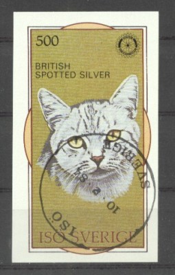 Swerige 1984 Cats, mini imperf.sheet, used AI.036 foto