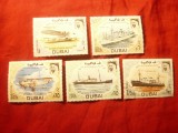 Serie mica Dubai 1969 Posta maritima si aeriana , 5 valori stampilate, Stampilat
