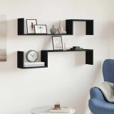 vidaXL Rafturi de perete, 2 buc., negru, 100x15x20 cm, PAL