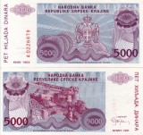 CROATIA 5.000 dinara 1993 KNIN UNC!!!