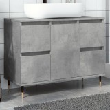 Gossi dulap pentru baie, gri beton, 80x33x60 cm, lemn compozit
