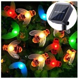 Cumpara ieftin Instalatie solara Albinute cu 50 LED-uri lumina Multicolora si senzor de lumina