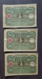 Lot 3 bancnote serie consecutiva Germania - 1 Mark 1920