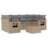 Set canapele de gradina, 7 piese, cu perne, bej, poliratan
