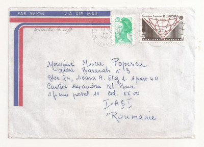 FD14 - Plic Circulat international Franta - Romania (Iasi ) , 1983 foto