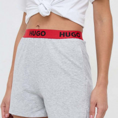 HUGO pantaloni scurți de pijama femei, culoarea gri 50490600