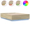 Cadru de pat cu LED stejar sonoma 135x190 cm lemn prelucrat