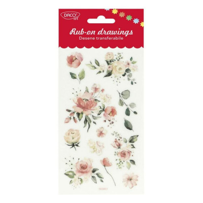 Abtibilduri DACO Transferabile, Model Roze, 13 Buc/Set, Multicolor, Autocolante cu Flori Stickere Decorative, Stickere pentru Copii, Abtibilduri Copii foto