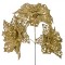 Ramură Decorativă Crăciun, Flori Glitter, Auriu, 26cm