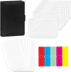 Planificator de buget cu accesorii si etichete, 19 x 13.2 cm, piele PU, hartie, plastic, multicolor foto