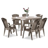 Cumpara ieftin Set de mobilier de grădină Eltorini 6+1 &icirc;n culoarea cappuccino