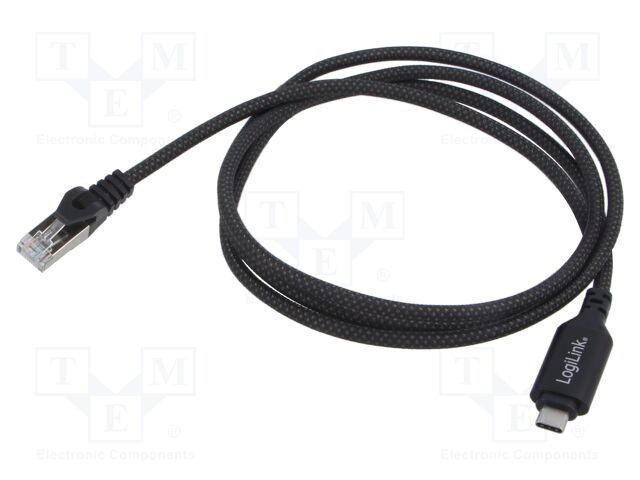 Cablu USB 3.2 USB-C la RJ45 Cat6 1m negru LOGILINK