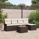 vidaXL Set de canapele pentru grădină cu pernă 6 pcs Maro Rattan poli