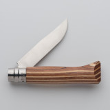 Cuţit Opinel n&deg;8 Inox 8,5 cm M&acirc;ner mesteacăn stratificat Maro