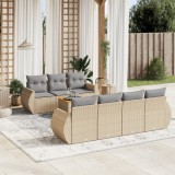 vidaXL Set canapele de grădină, 8 piese, cu perne, bej, poliratan