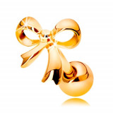 Piercing pentru ureche din aur galben de 14K - fundă &icirc;nnodată