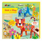 Joc creativ Stick N Play cu scene 3D si stickere repozitionabile - Animale Safari, Avenir