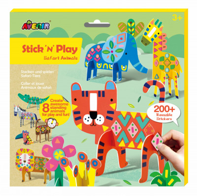 Joc creativ Stick N Play cu scene 3D si stickere repozitionabile - Animale Safari foto