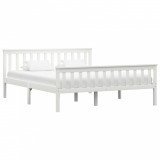 Cadru de pat, alb, 160 x 200 cm, lemn masiv de pin, Cires, Dublu, Cu polite semirotunde, vidaXL