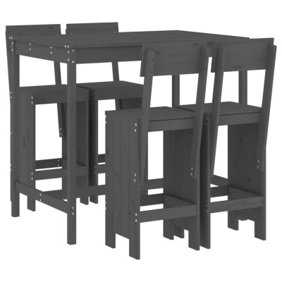 Set mobilier bar pentru gradina, 5 piese, gri, lemn masiv pin foto