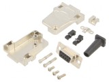 Mufă D-Sub 9 PIN Mamă Neagră pentru Lipire pe Cablu - Set Complet