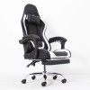 Scaun ergonomic pentru gaming, suport lombar, spatar rabatabil, tetiere, cotiere, inaltime reglabila 122-130 cm, alb negru, ProCart