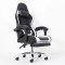 Scaun ergonomic pentru gaming, suport lombar, spatar rabatabil, tetiere, cotiere, inaltime reglabila 122-130 cm, alb negru
