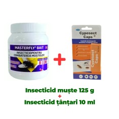 Insecticid, fara miros, impotriva mustelor Masterfly Bait 125 gr + Insecticid concentrat Cypesect Caps 10 ml, fara miros, eficient contra gandacilor,