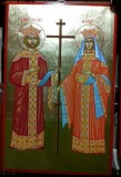 Icoana pictata manual Sfinții &Icirc;mpărați Constantin și Elena A4 30cm/21cm, Religie, Tempera, Altul, ART