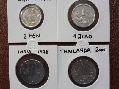 Lot 4 Monede Asia - 2X China, 1X India, 1X Thailanda (217) foto