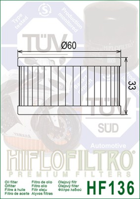 Filtru Ulei HF136 Hiflofiltro Suzuki 16510-38240 Cod Produs: MX_NEW HF136PE foto