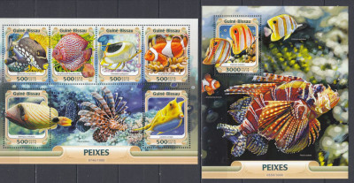 Guinea-Bissau 2016 - Fauna Marina - PESTI - BL+KB - MNH foto