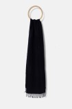 Gant esarfa de lana culoarea albastru marin, neted, 9920203