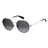 Ochelari de soare polarizati unisex Polaroid PLD 6056 S, black ruthenium, lentile gri negru, protectie UV, rame metalice rotunde