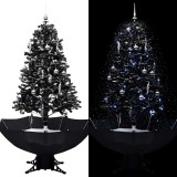 VidaXL Brad de Crăciun cu ninsoare și bază umbrelă, negru, 170 cm, PVC